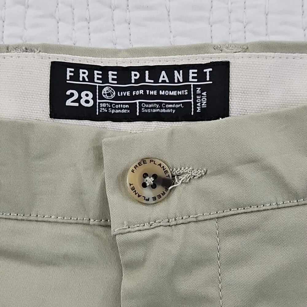 NWT‎ Free Planet Men's Stretch Chino Shorts Men's 28 Celadon Green 9